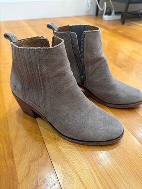 Frye Suede Ankle Bootie in Taupe